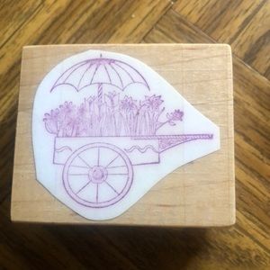 Flower Cart Rubber Stamp